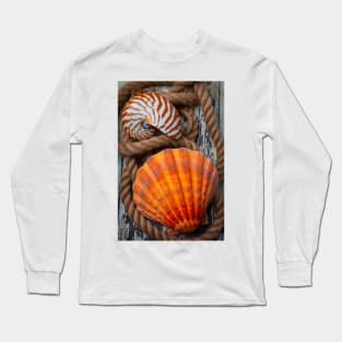 Sea Shell And Nautilus In Rope Long Sleeve T-Shirt